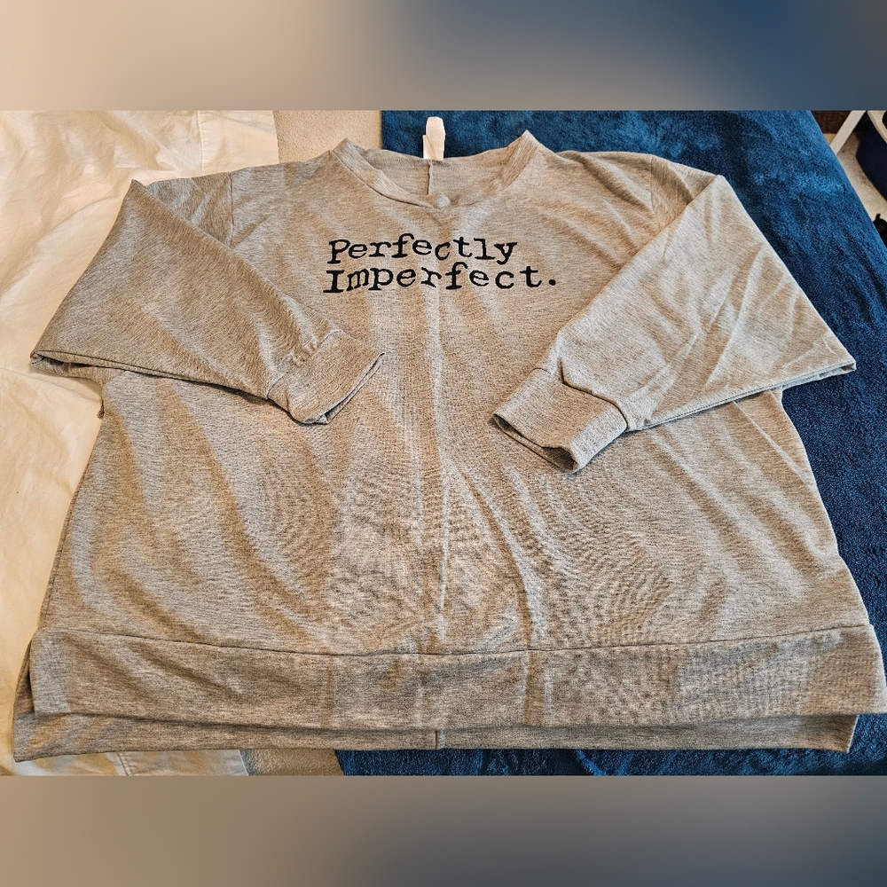 NWOT Sew In Love Lrg "Perfectly Imperfect" Heathered Gray Sweater